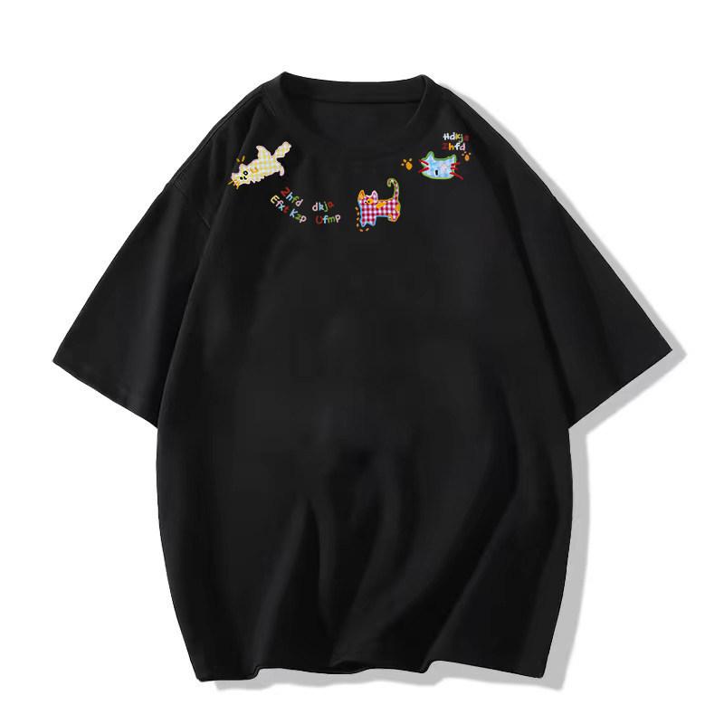 Women's Plus Size Retro Cartoon Short Sleeve T-shirt - American Summer Loose Fit, Petite Design Top