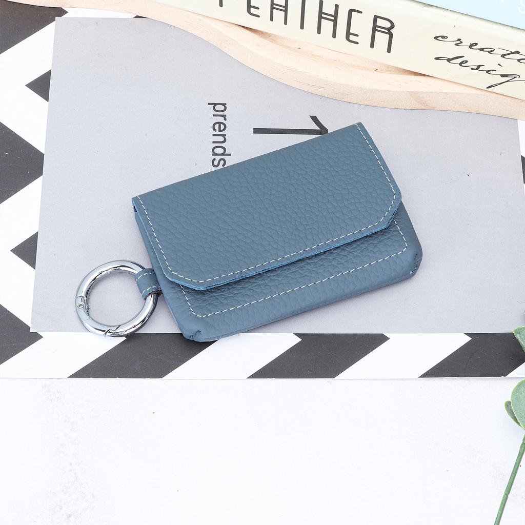 Weiche Leder-Druckknopf-Kartenbörse mit Schlüsselring - Mini-Tasche für Damen mit Geldfach, Tragbare Aufbewahrung für Karten, Bargeld & Ausweis