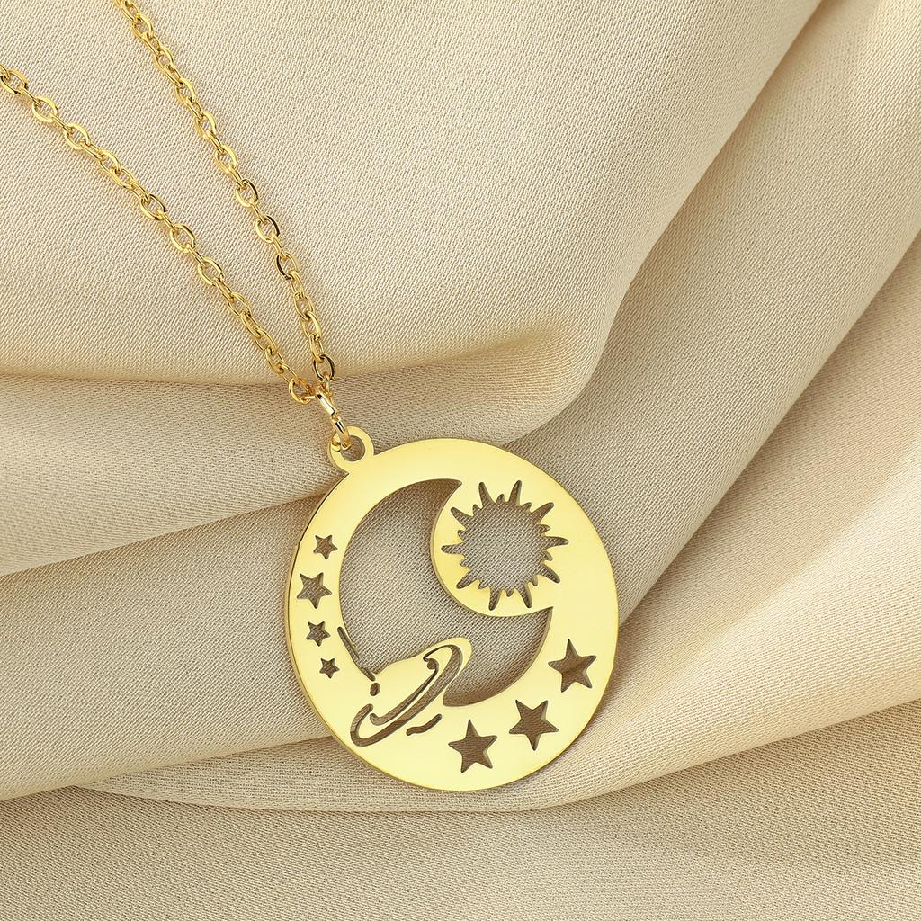 Kinitial Raindrop Cloud Whale Ghost Hand Flower Horse Meditation Moon Stainless Steel Pendant Necklace For Women Jewelry Gift