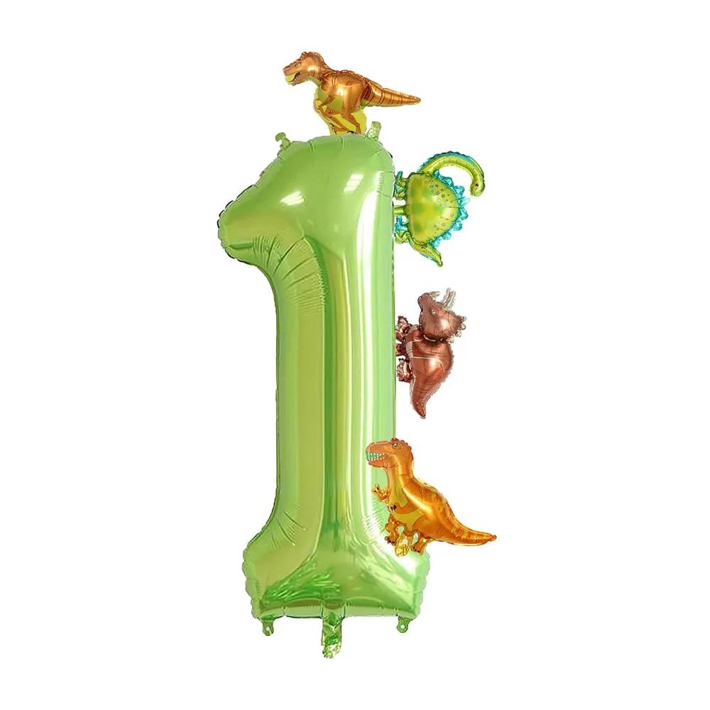 

6 шт./набор 40-дюймовый большой номерный шар из алюминиевой фольги с милыми мини-шарами в виде динозавров для украшения на день рождения, юбилей Number&40inch