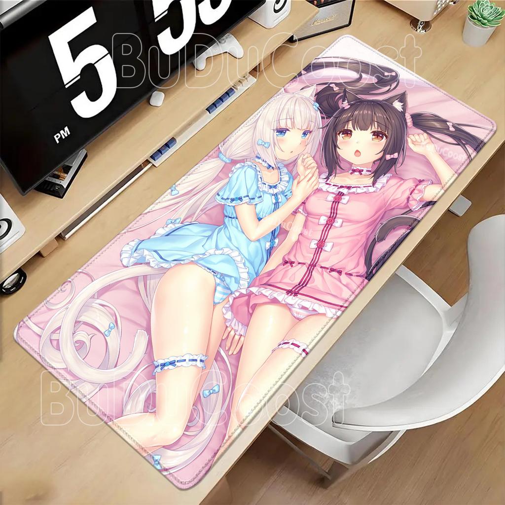 Nekopara Gaming Mousepad Speed HD Printing Anime Girl Desk Mat PC Office Accessories Keyboard Esports Nonslip Base XXL Mouse Pad