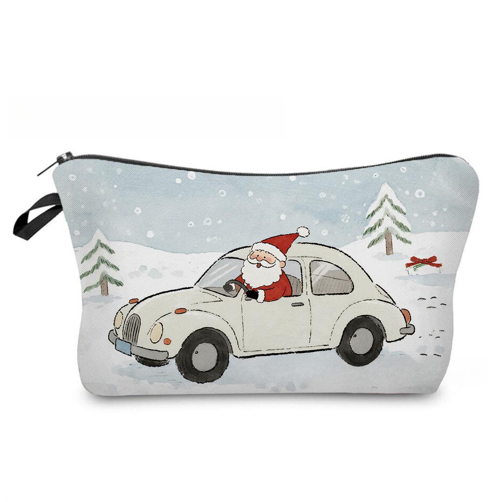 Women Santa Claus Print Cosmetic Bag Toiletries Organize Travel Storage Case 6866 KTB