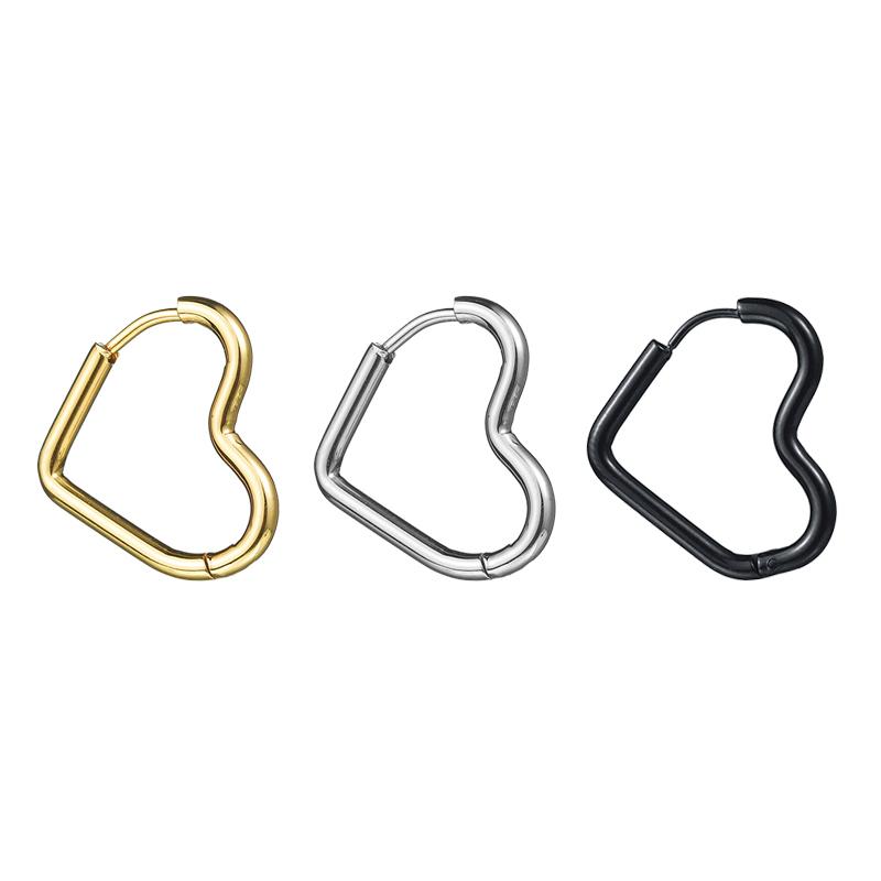 Glossy Stainless Steel Hoop Earrings For Women Men Hip Hop Steapunk Round Oval Heart Black Gold Silver Color Huggie Jewelry Gift