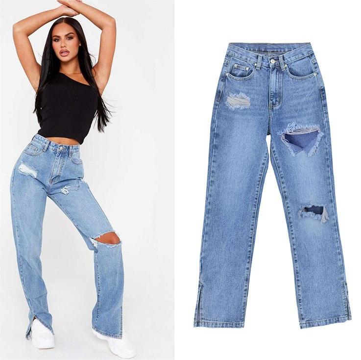 

Женские джинсы с прямыми штанинами, задрапированными микроклешами