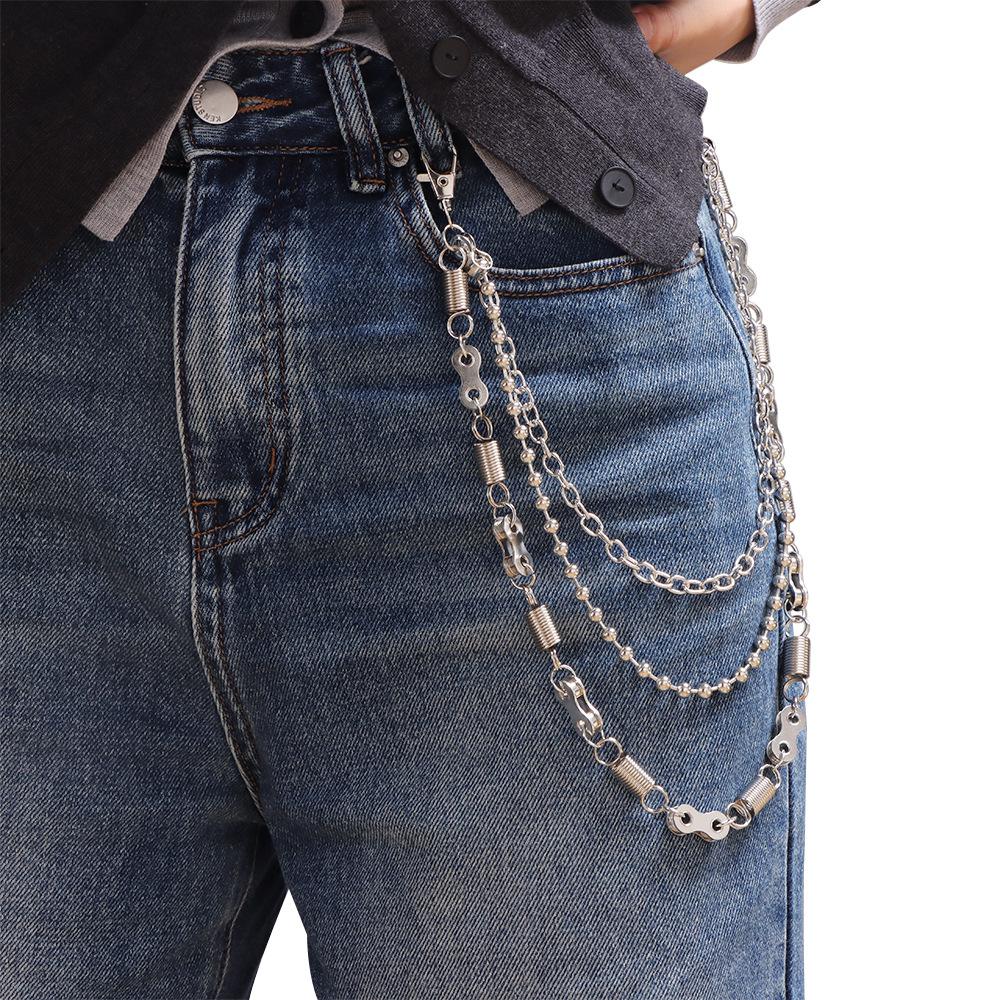 Trendy Cool Three-layer Pants Chain Simple Neutral Style American Motorcycle Punk Pants Chain Fashionable Jeans Waist Chain New