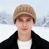 Short Brim Knitted Hat for Men Winter Warm Fleece Lined Thick Cable Knit Cuff