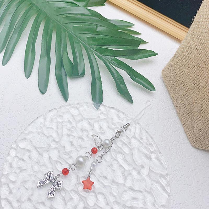 

Kawaii Sweet Star Bow Phone Charms Подвеска Милая Бабочка Бисерный Брелок Ручной Работы Для Женщин Девочек Сумка Украшения Подарки розовый