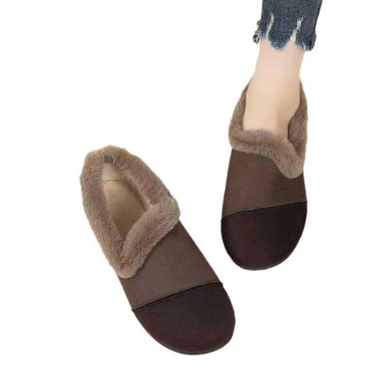 Sapatos de Inverno Estilo Antigo de Pequim Slip-on para Mães - Com Veludo Extra, Antiderrapantes, Quentes