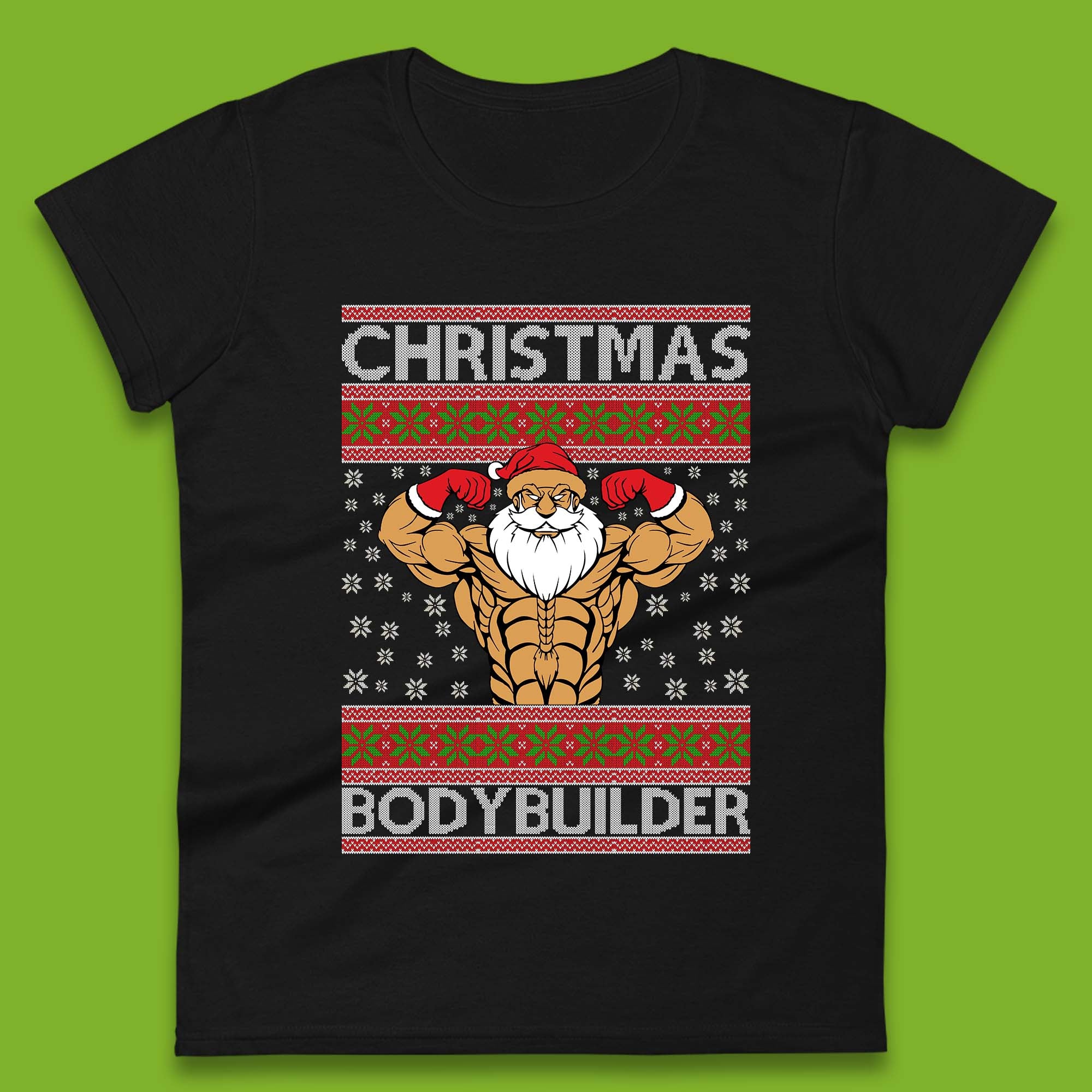 Ugly Christmas Bodybuilder Womens T-Shirt Mens Tops Tees Unisex 3XL