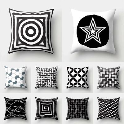 Luxury Home Decoration Pillowcase Car Living Room Sofa Cushion Cover Simple Black and White Geometric Art Pattern Cushion Cover