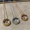 Xiaoxiangfeng Coco Rhombus Pattern Water Ice Moon Necklace Women'S Gold-Plated Temperament Light Luxury High-End Jewelry Collarbone Chain Women