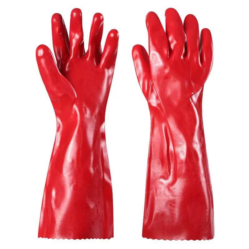 Thickened Frosted Non-slip Waterproof Oil-resistant Terry Cloth Acid & Alkali Resistant PVC Industrial Gloves