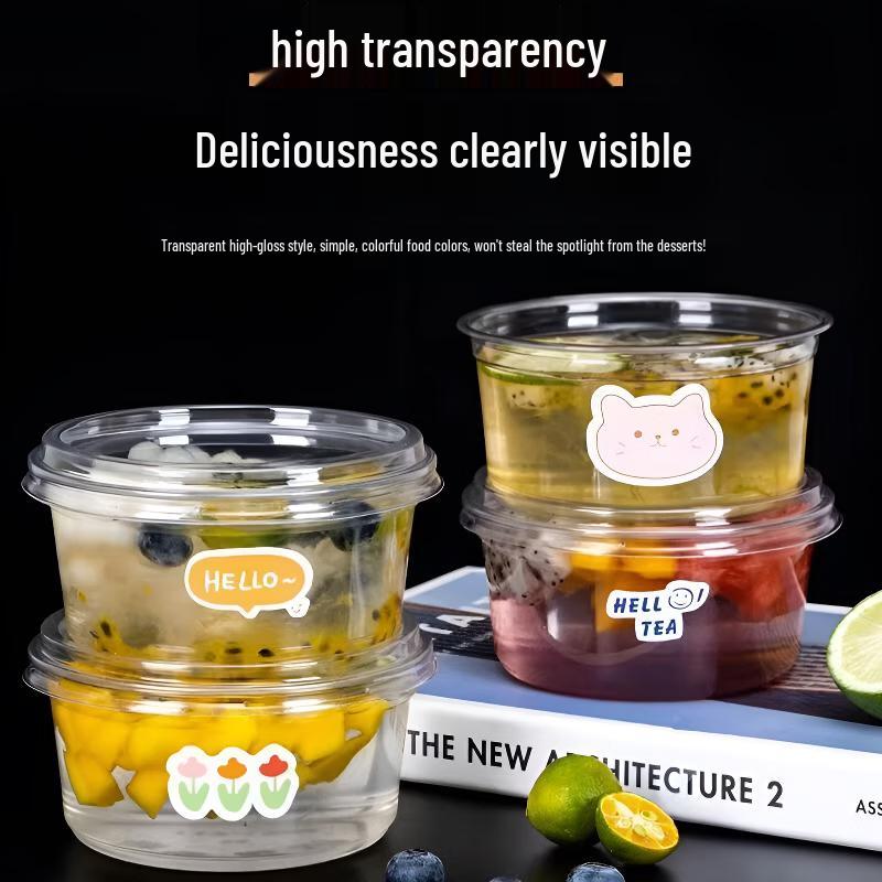 Disposable Ice Jelly Dessert Bowls with Lids