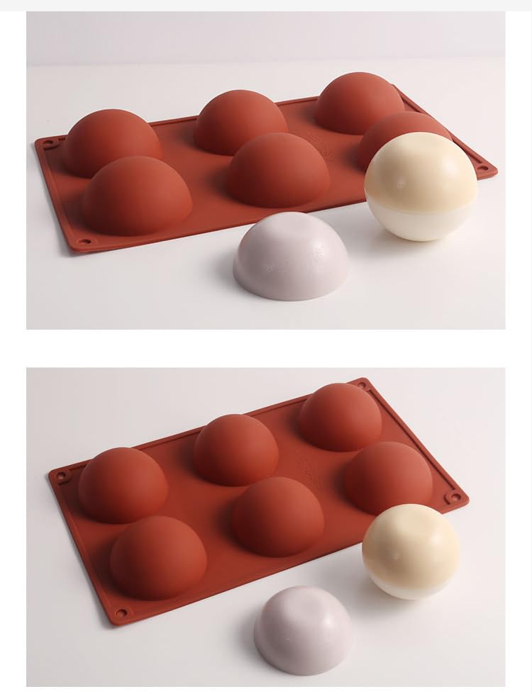 LeafIn Semicircular Round Sphere Silicone Handmade Silicone Cutter Day Hemispheres, 6-Piece Mold, Soap, Resin, Clay, Mold, Kit, Tools, Valentine's