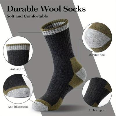 5 Paires Chaussettes Chaudes d'Hiver pour Homme Doublées Polaire Chaussettes Mi-Mollet Blocs de Couleurs Chaussettes Thermiques Épaissies pour Usage Quotidien Rue Travail Sport