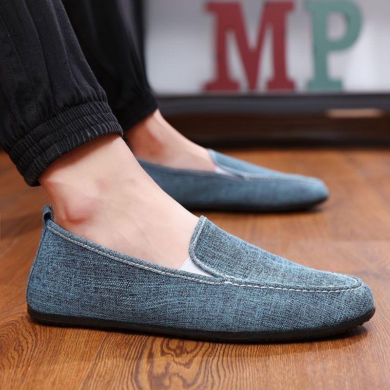 Loafers Shoes Men Slip-On Lightweight Men's Casual Canvas Shoes Summer Fashion Versatile One Step Lazy Shoes Driving Shoes Man