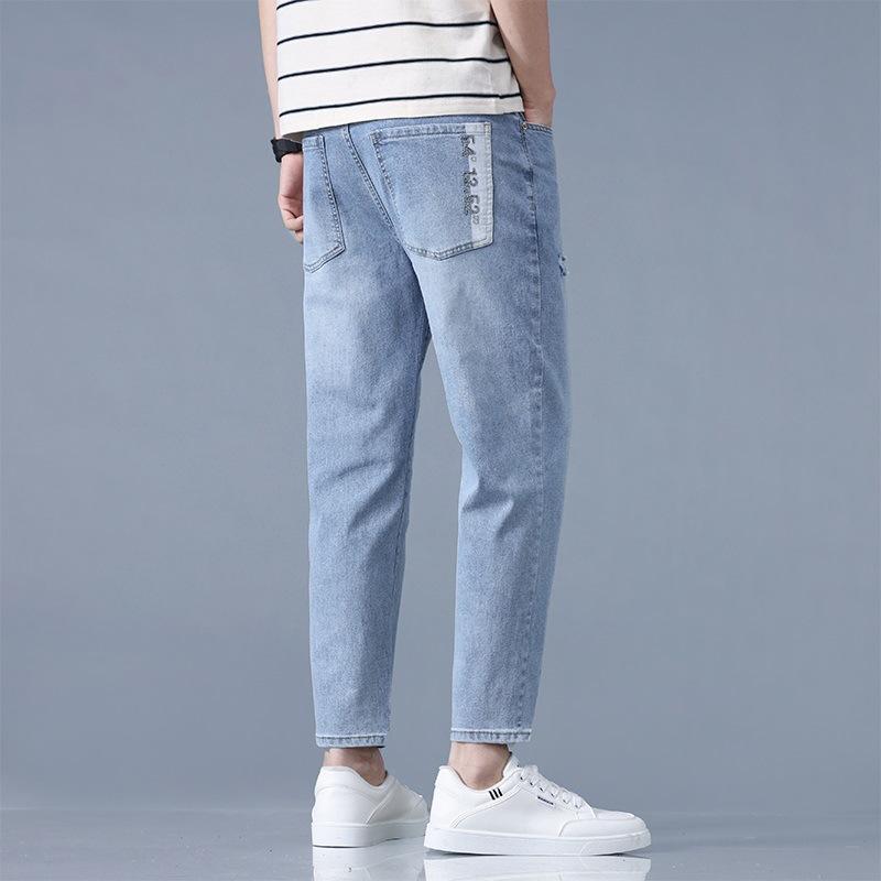 New Spring and Summer Men's Pants Slim Fit Ripped Thin Small Feet Pants Korean Style Pants
