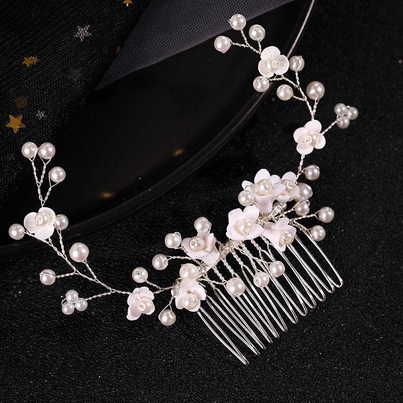 Gold Tiara Haarkämme Perlen Haaraccessoires Für Party Handgefertigt Damen Stirnbänder Haarschmuck Modeschmuck