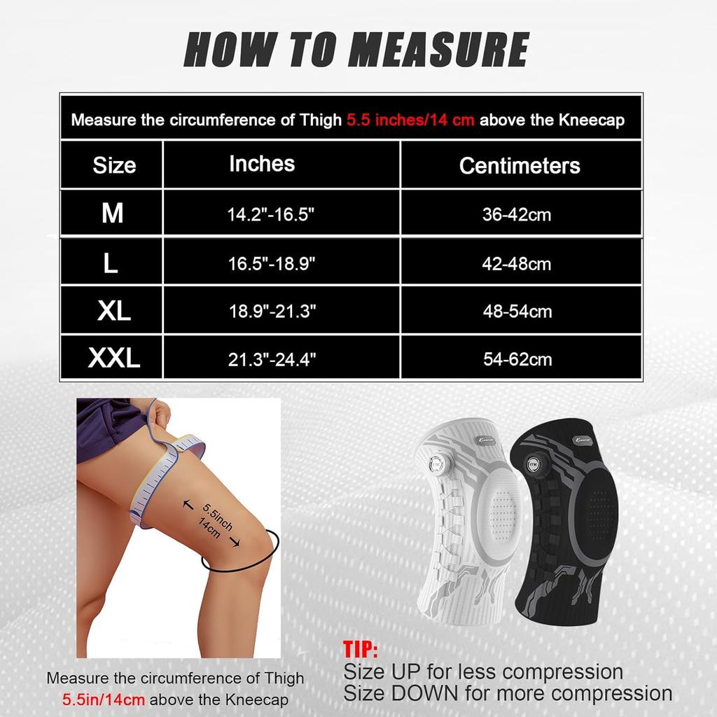 Kuangmi Smart Knob Knee Brace with Patella Gel Pad and Lateral Stabilizer, Compression Knee Brace for Exercise (Single), KMh752