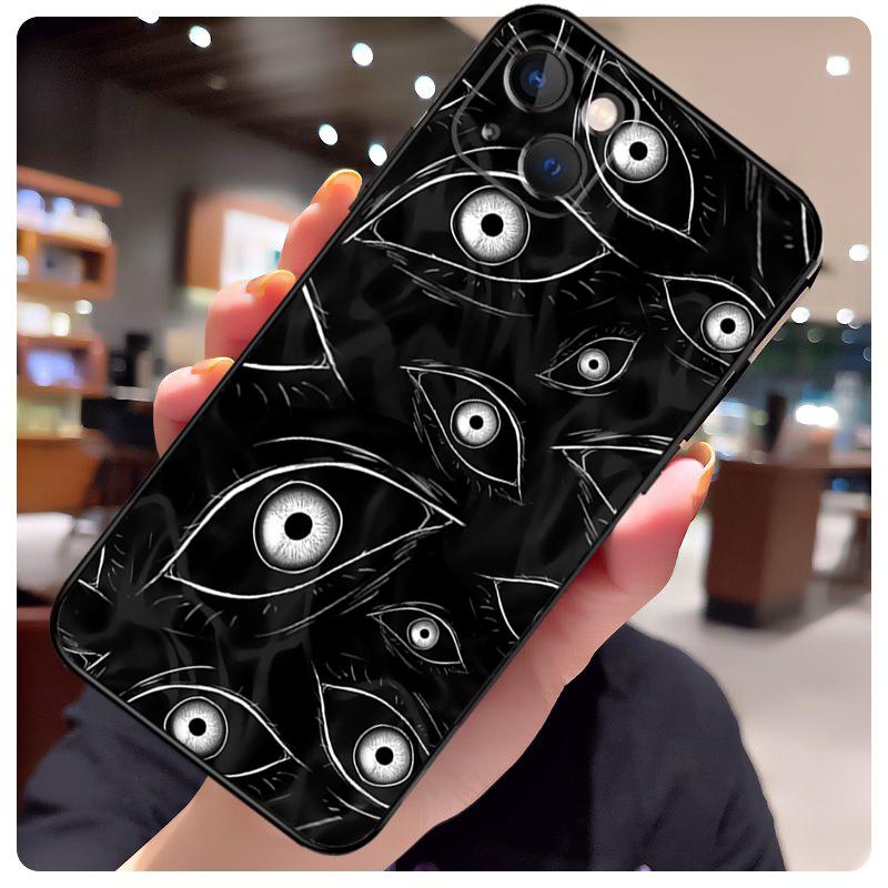 Scary Face Eyes Case For iPhone 16 Pro Max 14 13 12 11 15 17 Pro Max Mini 15 16 Plus 16e 17 Air Phone Cover