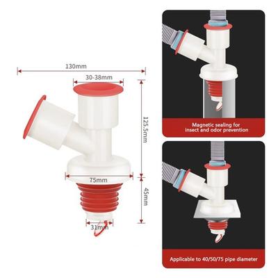 Anti Odor Sink Drain Pipe Adapter Sealing Ring Multifunctional Kitchen Basin Sewer Branch Dual-Interface Neat