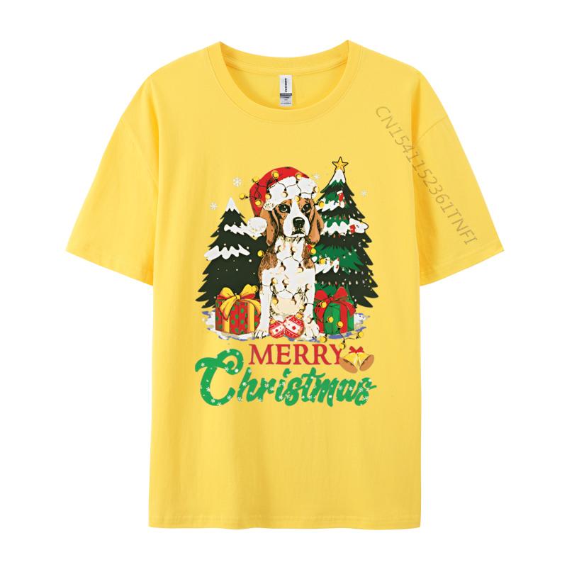 Beagle Christmas Dog Lover Vintage T Shirts Funny Animal Tshirt Print Man Top Vintage Retro Clothing
