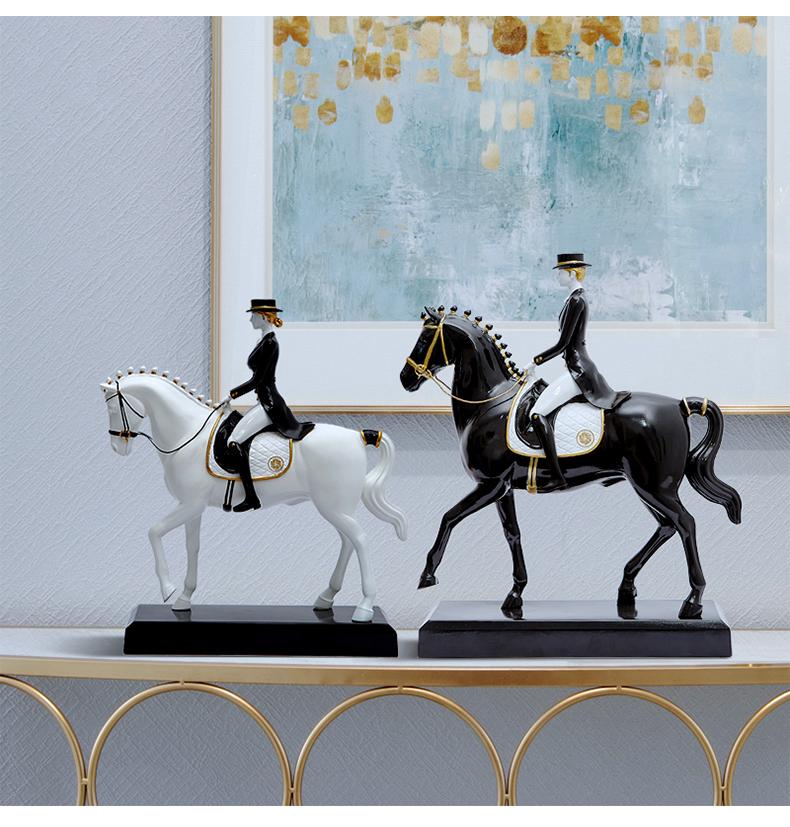 British style simple riding figures, home horse ornaments, living room study decorations