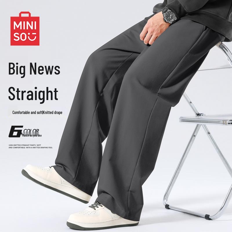 MINISO Men s Heavyweight Knit Straight-Leg Casual Pants 4XL