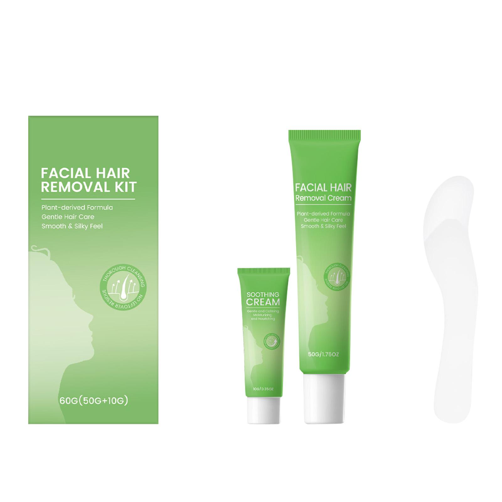 Gentle Hair Removal Cream, Facial Hair Removal Gel, Reduces Redness, Irritation, With Scraper белый