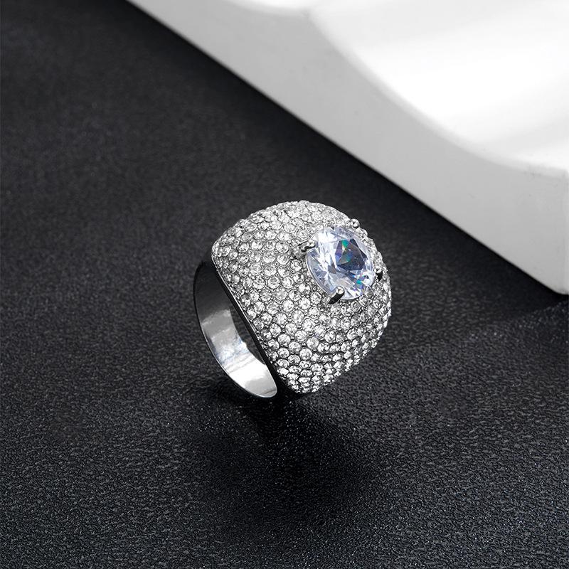 European American Full Diamond Hip Hop Zircon Ring - Luxury Style Finger Accessory