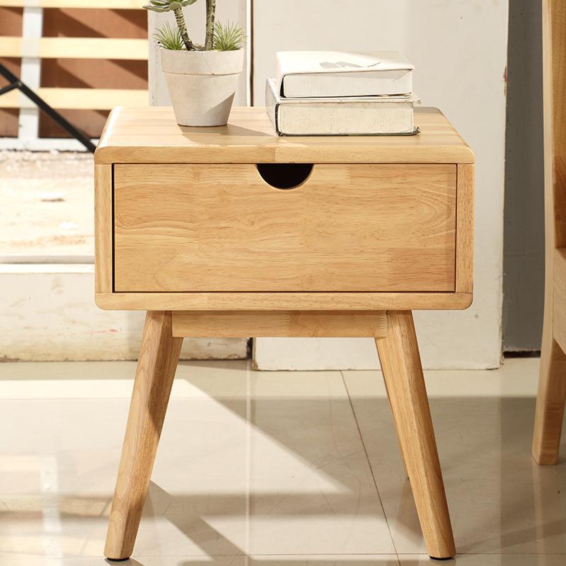 Solid Wood Nordic Bedside Table with Storage for Small Apartments and Bedrooms