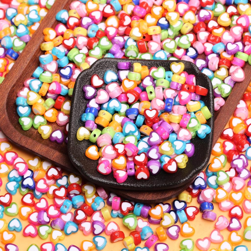 500g/pack Jewellery Making 4*8mm Heart Loose Beads Acrylic Pendant Fashion DIY Accessories Necklace Bracelet Handing Craft Earring Keychain