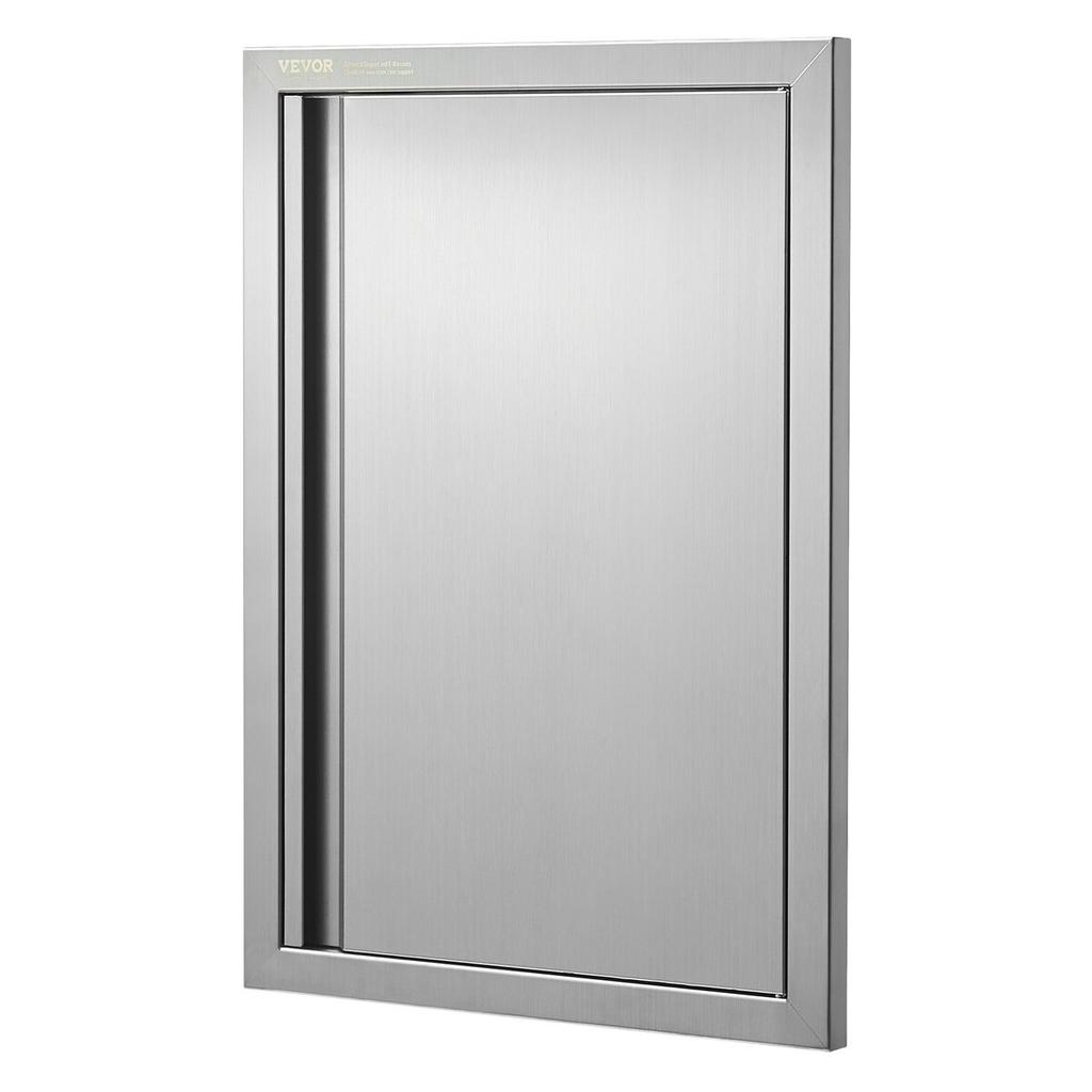 BBQ Access Door, 432x610 mm Single Outdoor Kitchen Door, Stainless Steel Flush Mount Door, Wall Vertical Door with Recessed Handle, for BBQ Island,