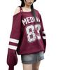 WEGO Graphic Big Knit Top Oversized Loose Size Pattern 1 2-Way One-Shoulder Sweater, Silhouette, Fit, Casual, Gift, Present, Autumn/Winter Clothing,