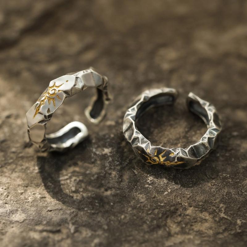 Verstellbarer Kupfer Wunschsteinring für Herren Symbol für Glück und Freude Offene Ringe Bequemer Alltagsschmuck