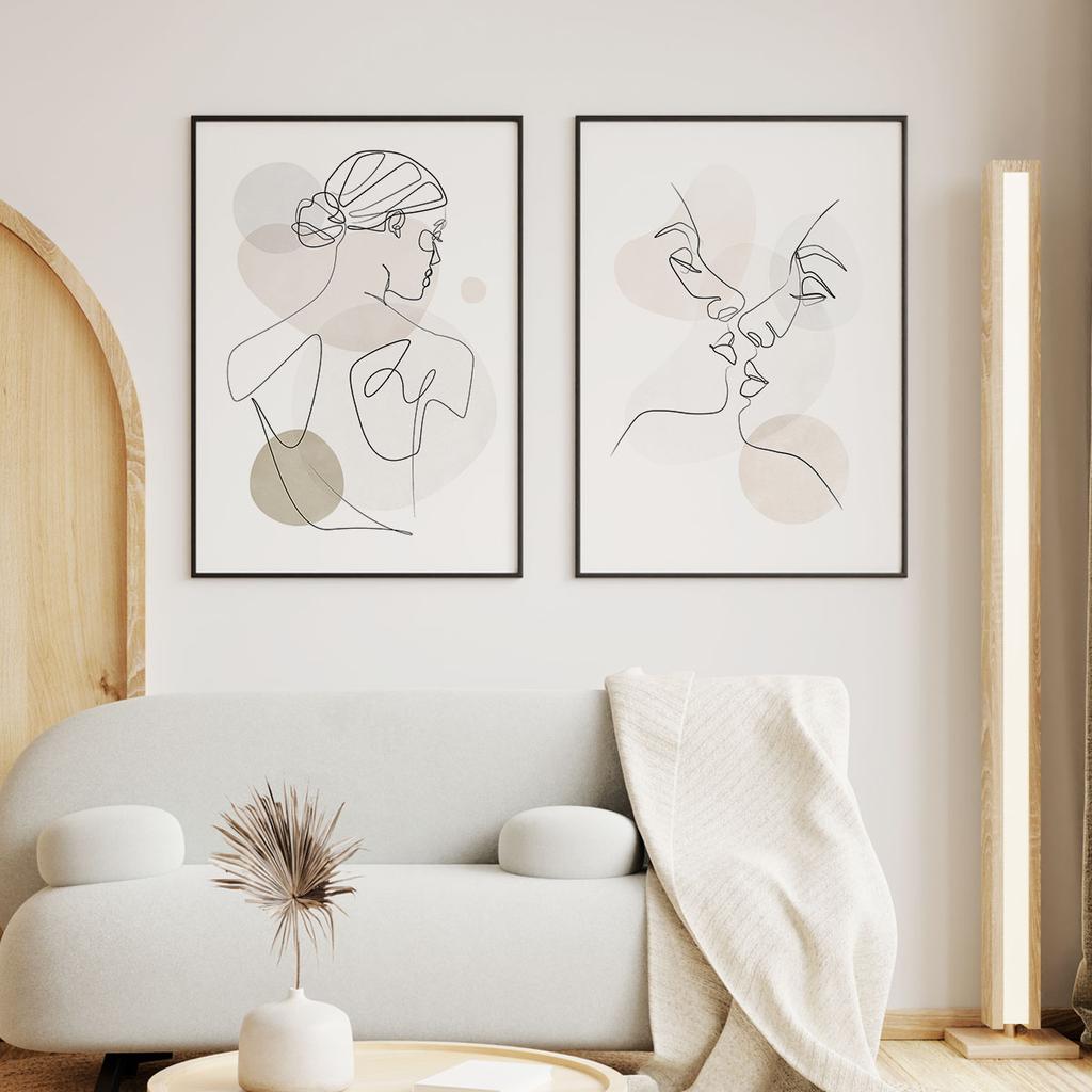 Set of Two Posters One Line Pastels