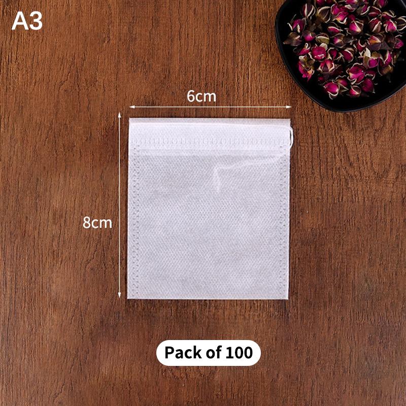 100Pcs Disposable Tea Bag Pouch Empty Non-Woven Fabric Drawstring Bag For Tea Infuser Spice Loose Coffee Seal Filter Mesh Bag