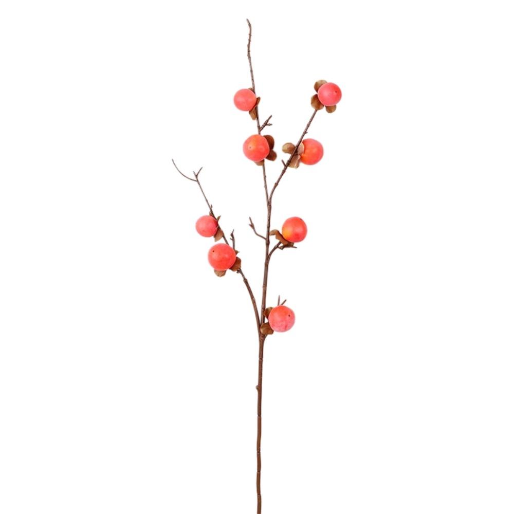 

8 Heads Artificial Persimmon Branch Realistic Foam Artificial Fruits Branches Plastic Handmade Fake Plants Spring Festival L