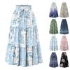 Maxi rok voor dames met trekkoord, hoge taille, lange zomerrok, lichtgewicht, gelaagd, zwierig, met bloemenprint en plooien.