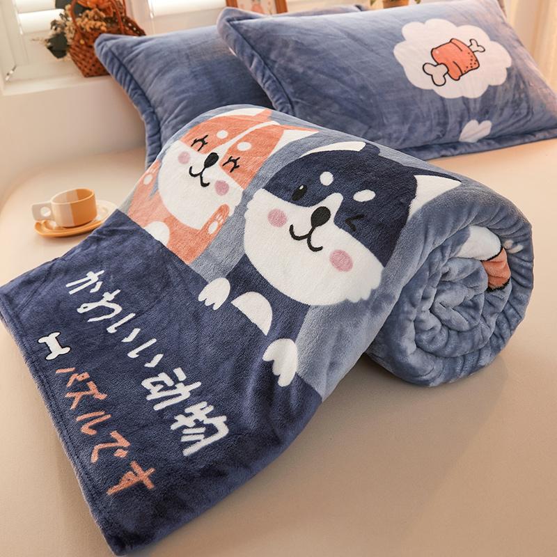 Boys Cartoon Dog Flannel Blanket Warm Bedspread Sheet Fuzzy Soft Fleece Plush Blankets Throw for Bed Sofa Nap Shawl Blankets