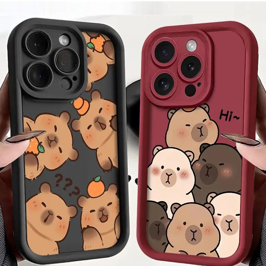 Cartoon Cute Capybara Pattern Phone Case For iPhone 17 16 15 14 13 12 11 Pro Max X XS XR 17 Air 16 E Soft TPU Silicone Cover