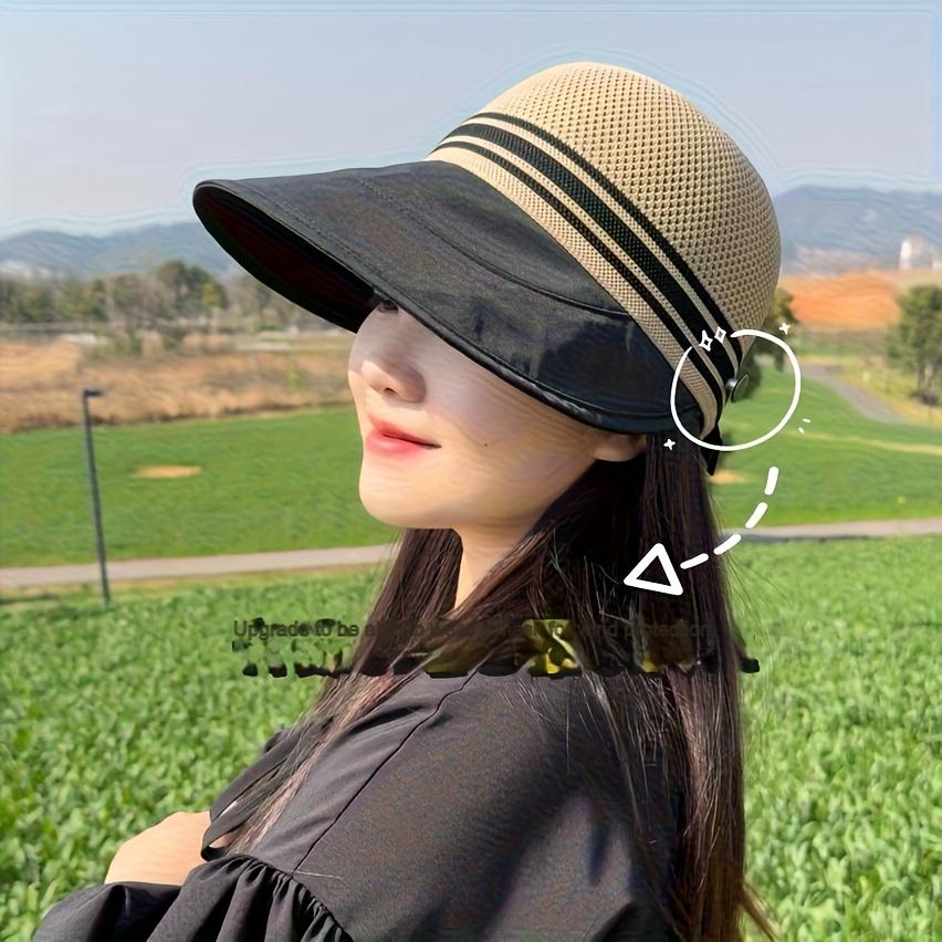 1 Stück Damen atmungsaktiver, leichter Eimerhut mit breiter Krempe, mit Stroh und schwarzer Borte | Stilvoll für Outdoor-Aktivitäten, Strand und Sommer-Mode