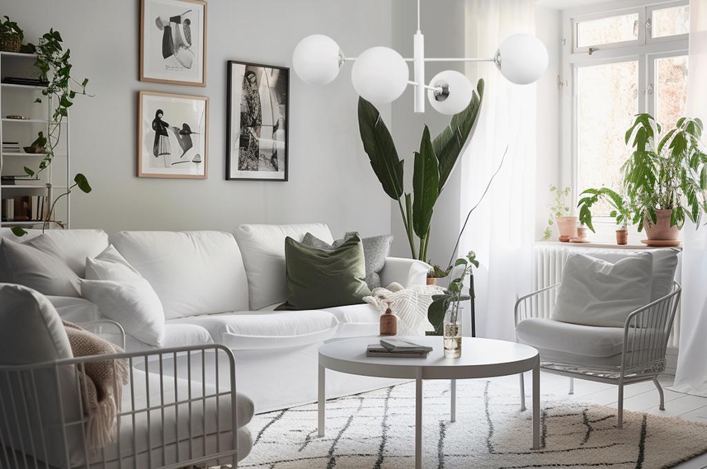 Vicenza Hanging Lamp White-Chrome 4-Flat White Lampshade E14