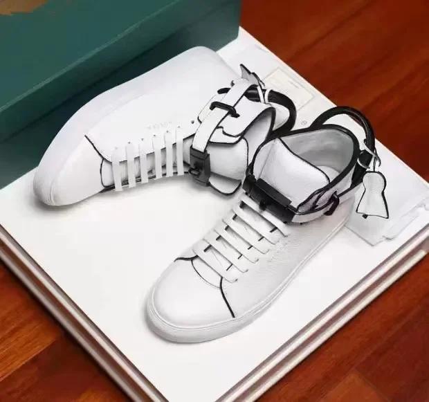 

МодаЧоловічі Повсякденні Кросівки Артикул Натуральна Шкіра Плоскі Кросівки Металевий Замок Великий Розмір Кросівки Коров яча Шкіра Чоловічі Кросівки Взуття для Чоловіків 41