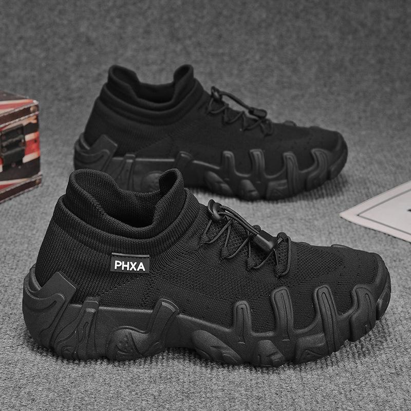 Men's Shoes 2025 New Summer Youth Breathable Fly Mesh Shoes Fashionable Lace-free Platform Height Increase Casual Shoes