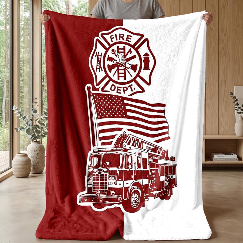 Fiery Truck Express Theme blanket Lightweight Warm Flannel Blanket Decorative Throw Blanket for Home Decoration