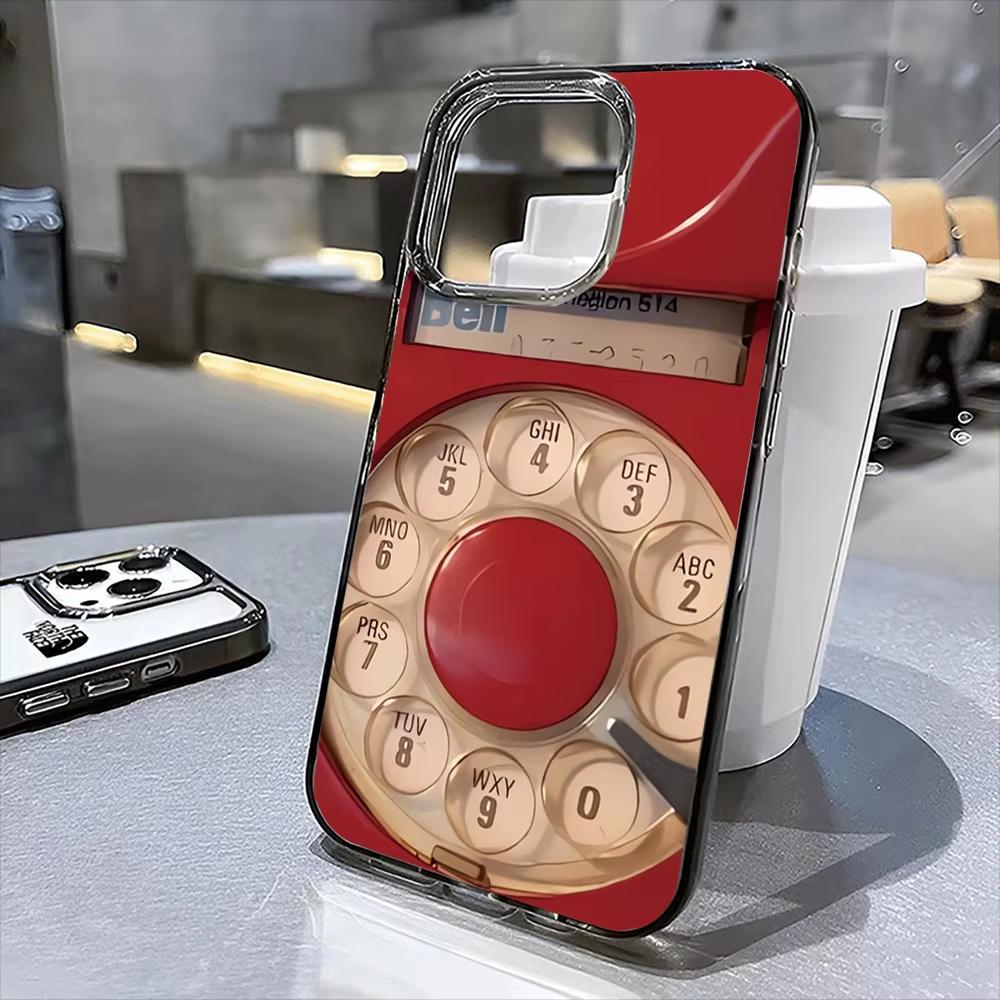 Retro Telephone Pattern Phone Case For iPhone 17 Air 16 14 15 Pro Plus 13 12 11 Pro Max Shockproof Silicone Soft Cover Fundas