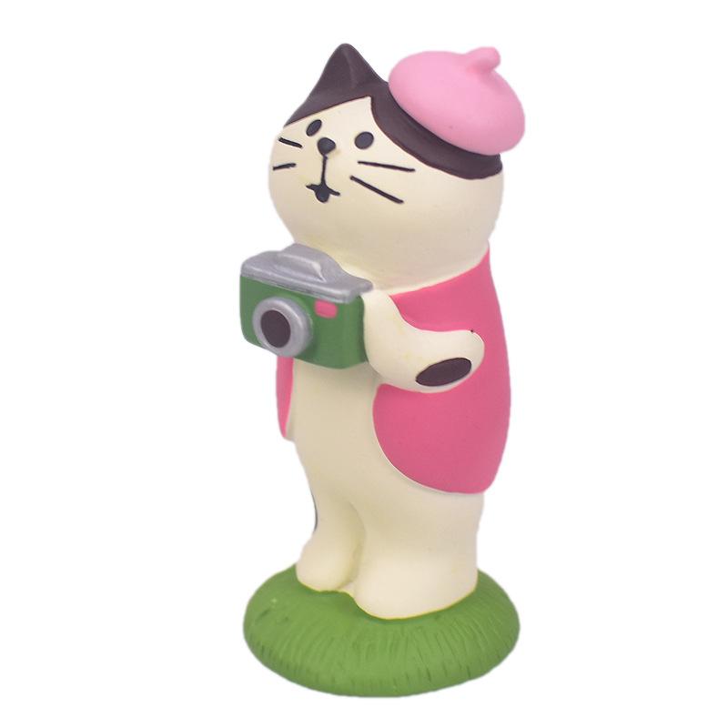 

Zakka Travel Cat Cherry Blossom Appreciation Party Mount Fuji Cat Ornament Shooting Props Miniature Resin Small Ornament Gift