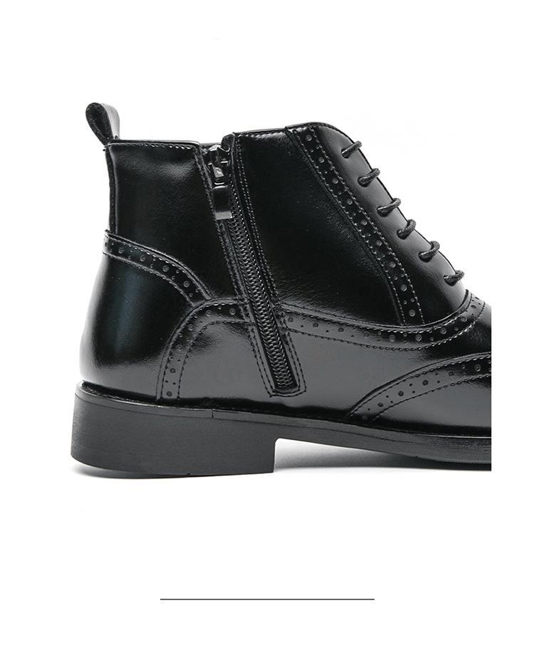 Men's High-Top Leather Pointed Toe Boots - Formal Casual Large Size Fashionable Short Martin Boots for Autumn.
