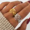 Stainless Steel Spiral Adjustable Open Rings for Women 18K Gold Plated Waterproof High Quality Ladies Jewelry for Vacation Etc